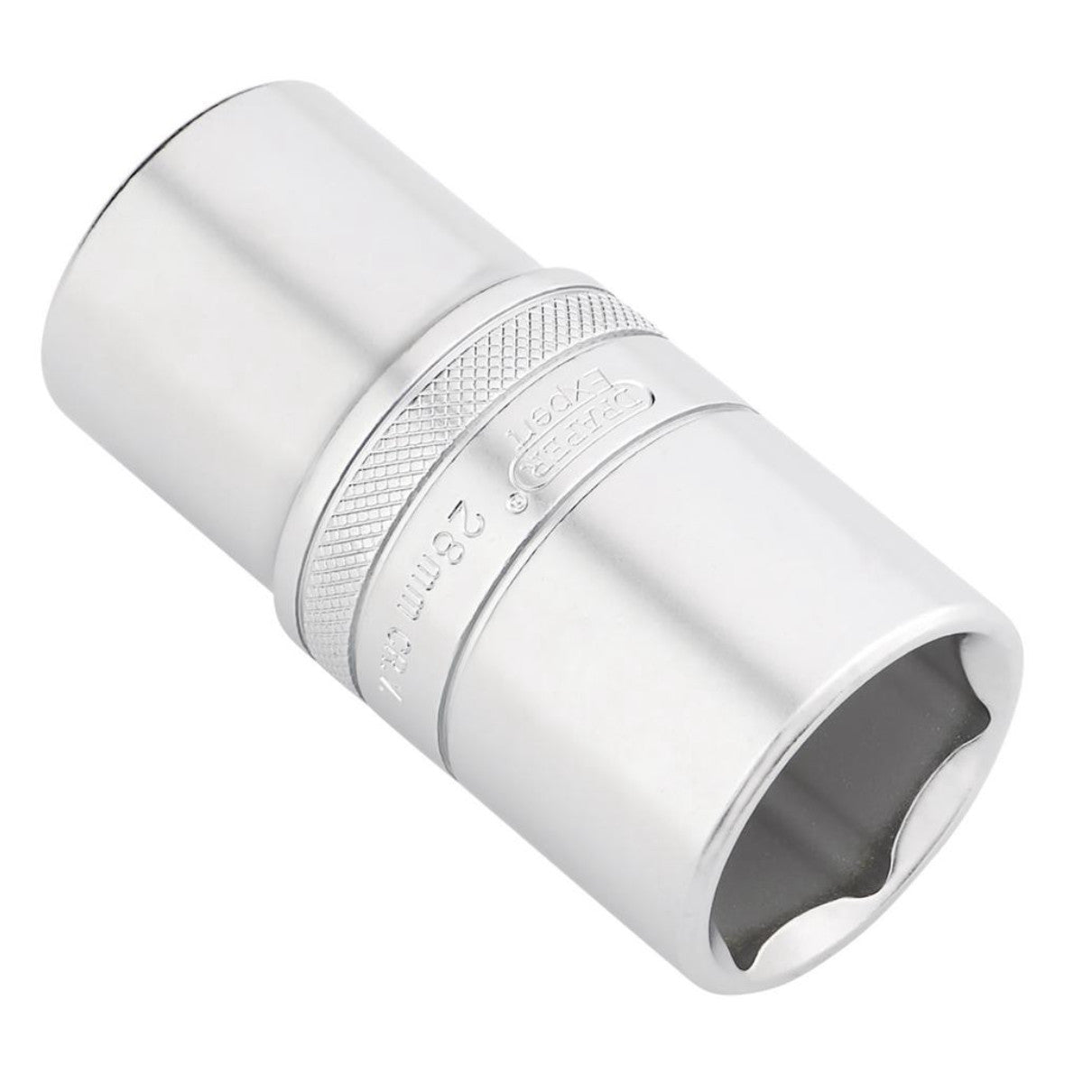 Draper Expert Metric Deep Socket, 1/2" Sq. Dr., Micro Satin Chrome, 28mm 22464