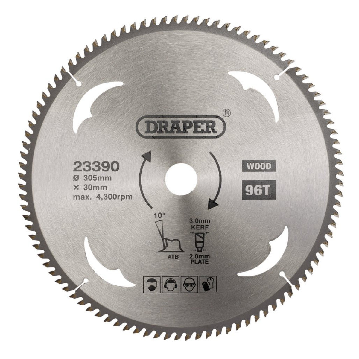 Draper TCT Circular Saw Blade for Wood, 305 x 30mm, 96T 23390