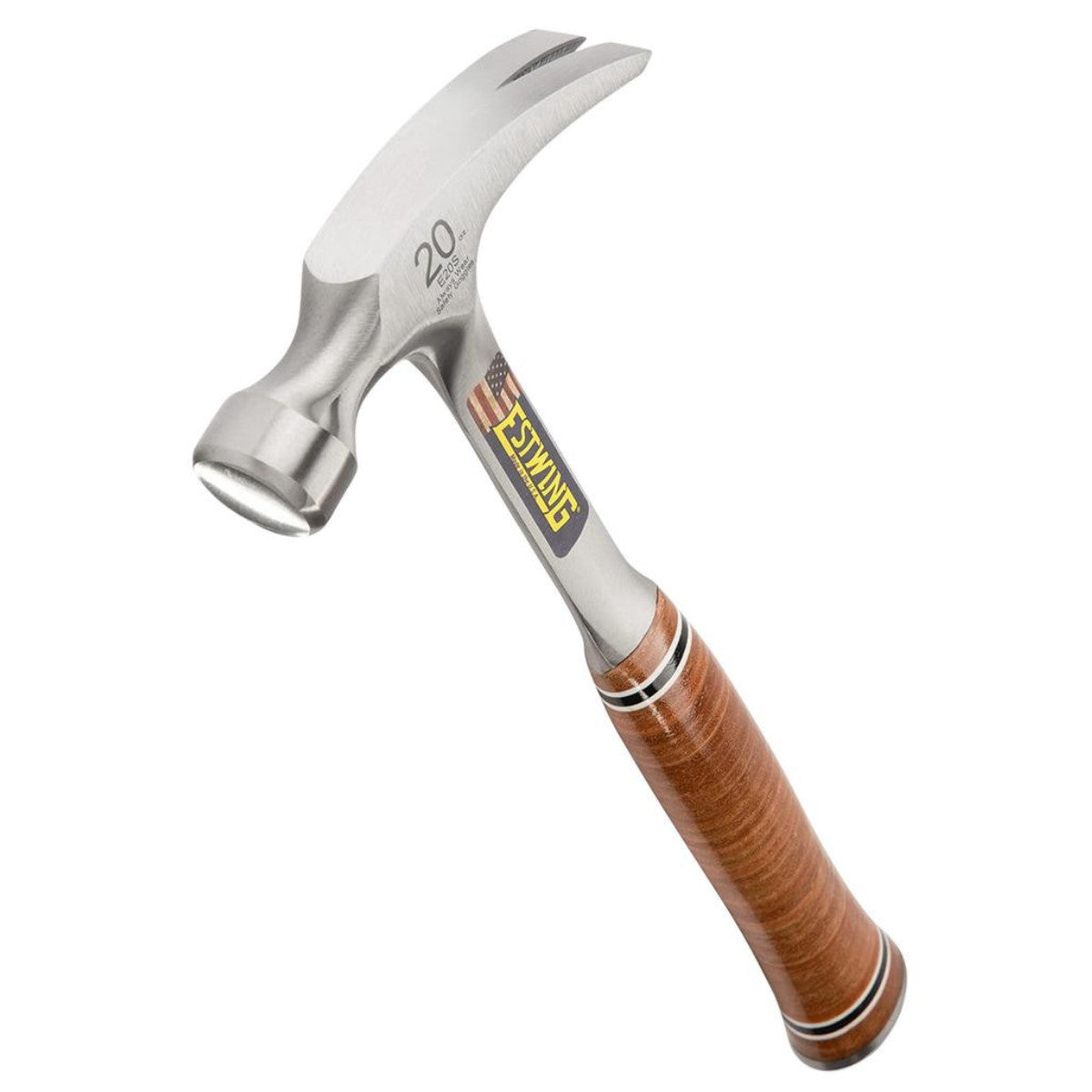 Estwing E20S Straight Claw Hammer with Leather Grip, 20oz/560g 23514