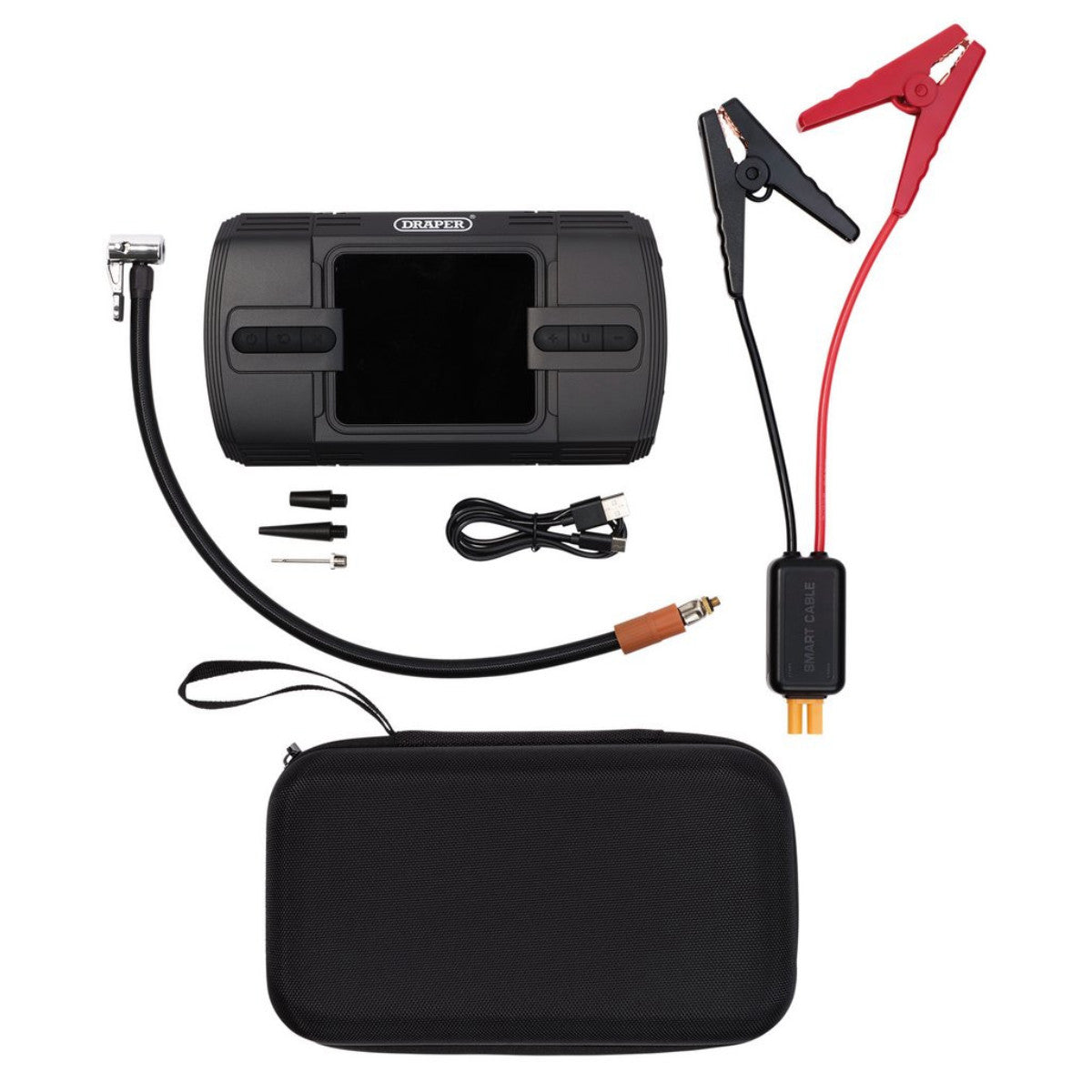 Draper 12V Lithium Jump Starter and Tyre Inflator, 1200A 23722