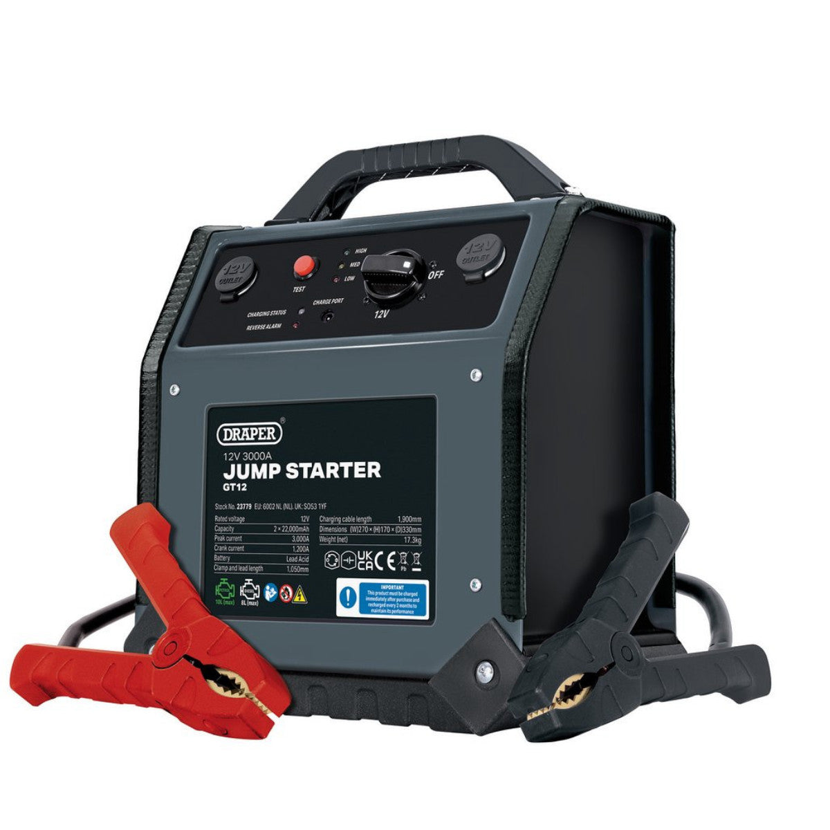 Draper 12V Jump Starter, 3000A 23779