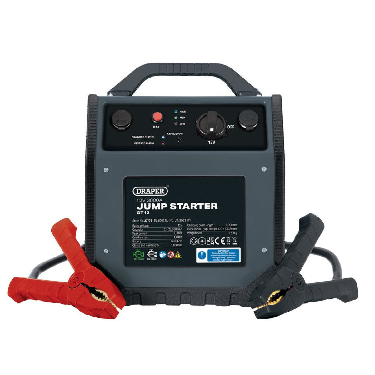 Draper 12V Jump Starter, 3000A 23779