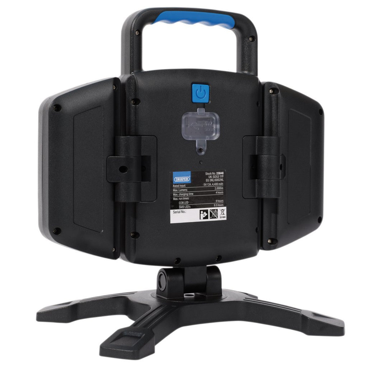 Draper COB SMD Rechargeable Work Light and Powerbank, 18W, 2000 Lumens, USB-C Cable Supplied 23848