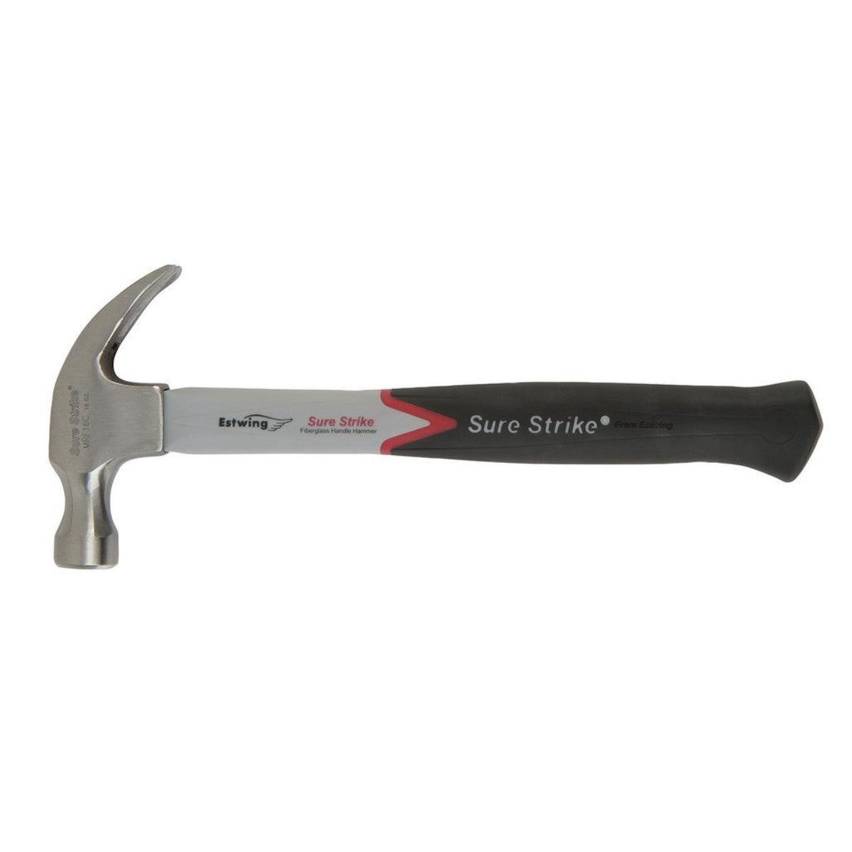 Estwing EMRF16C Sure Strike Curved Claw Hammer with Fibreglass Handle, 16oz/448g 24080