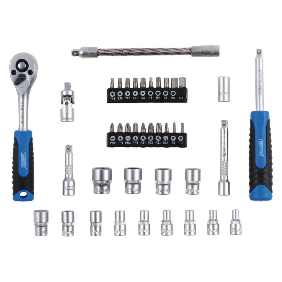 Draper HI-TORQ Metric Socket and Bit Set, 1/4" Sq. Dr. (40 Piece) 24223