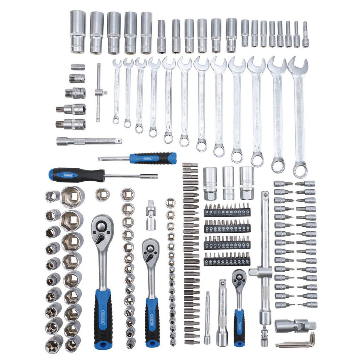 Draper HI-TORQ Metric Socket and Bit Set, 1/4", 3/8" and 1/2" Sq. Dr. (219 Piece) 24232