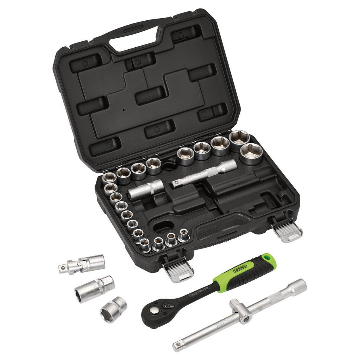 Draper HI-TORQ Metric Socket Set, 1/2" Sq. Dr. (27 Piece) 24234