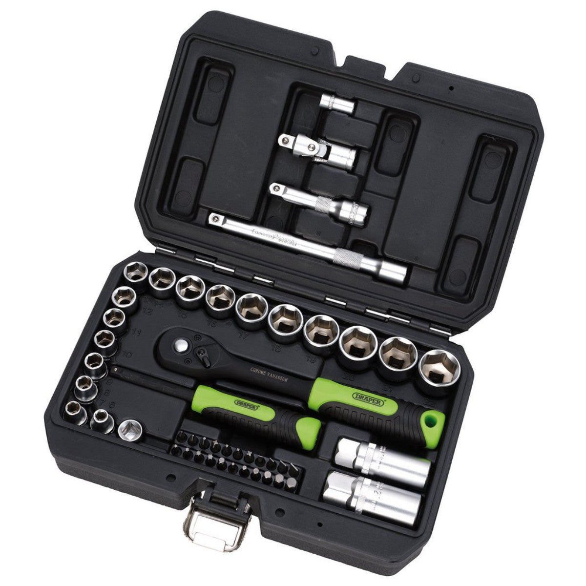 Draper HI-TORQ Metric Socket and Bit Set, 1/4" and 3/8" Sq. Dr. (48 Piece) 24235