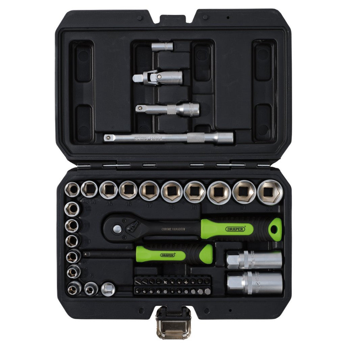 Draper HI-TORQ Metric Socket and Bit Set, 1/4" and 3/8" Sq. Dr. (48 Piece) 24235