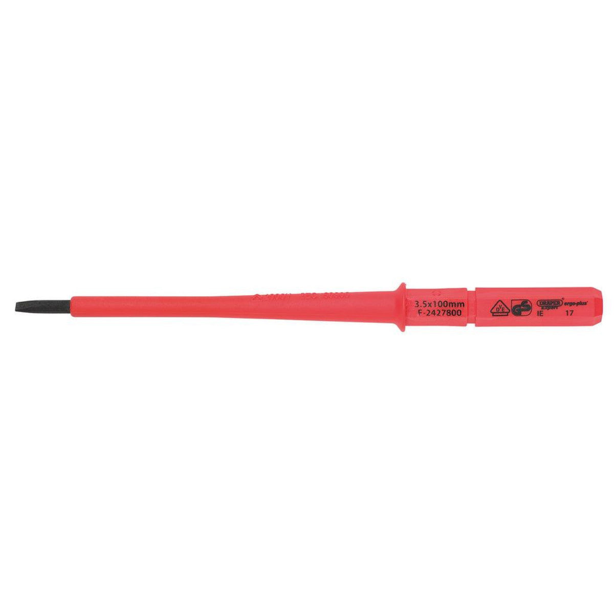 Draper VDE Plain Slot Interchangeable Screwdriver Blade, 3.5 x 100mm 24736