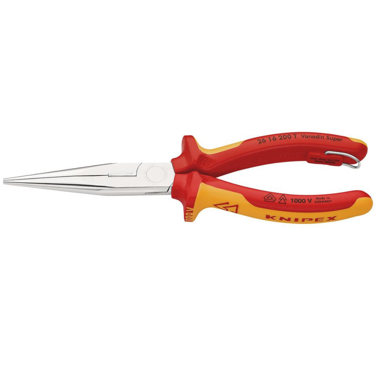 Knipex 26 16 200 T BK Snipe Nose Side Cutting Pliers, 200mm 25245