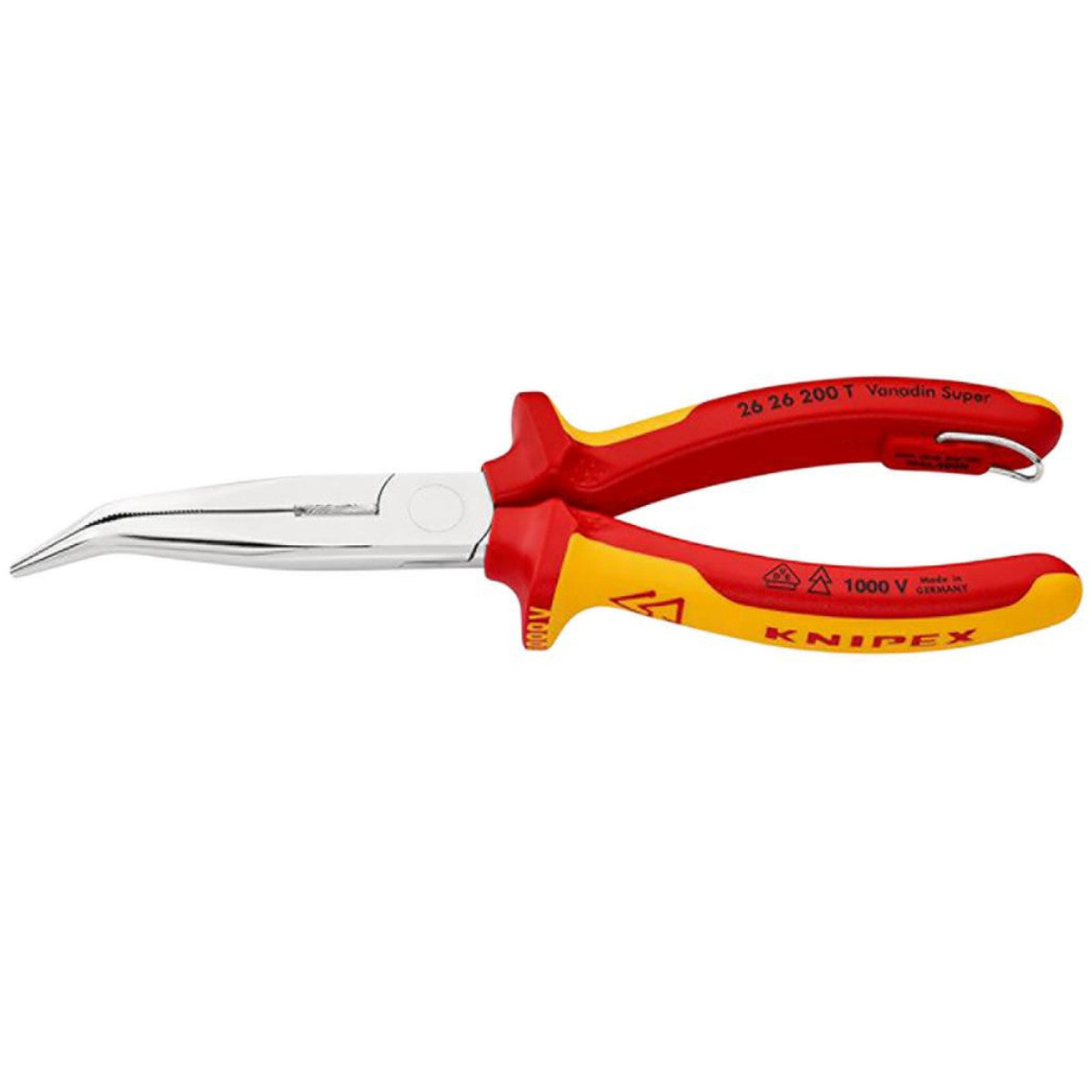 Knipex 26 26 200 T BK Snipe Nose Side Cutting Pliers, 200mm 25246