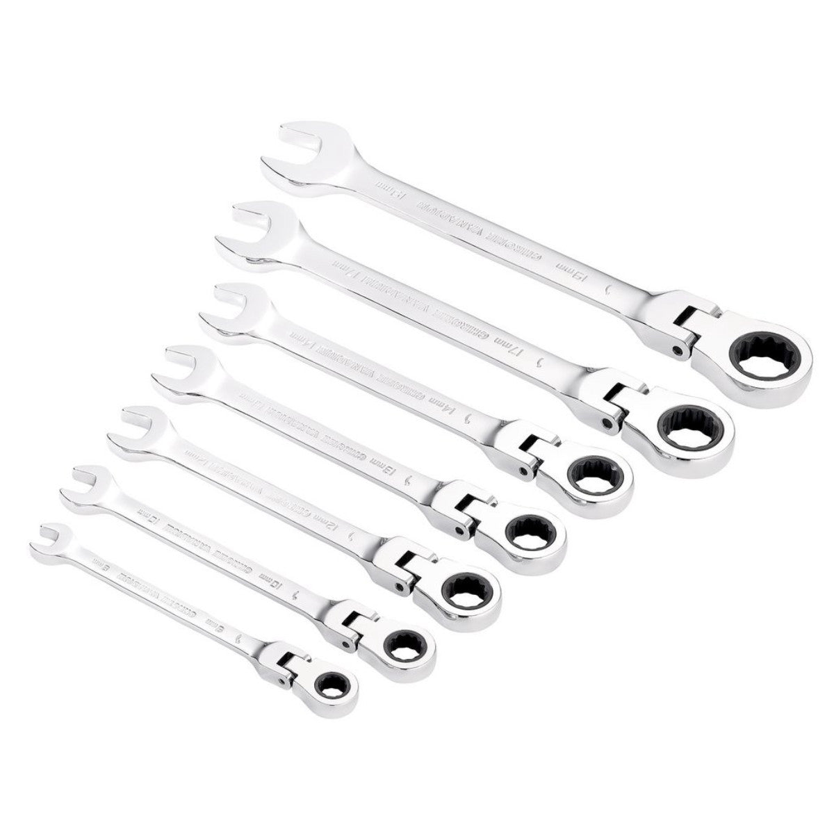 Draper HI-TORQ Metric Flexible Head Ratcheting Combination Spanner Set (7 Piece) 25396