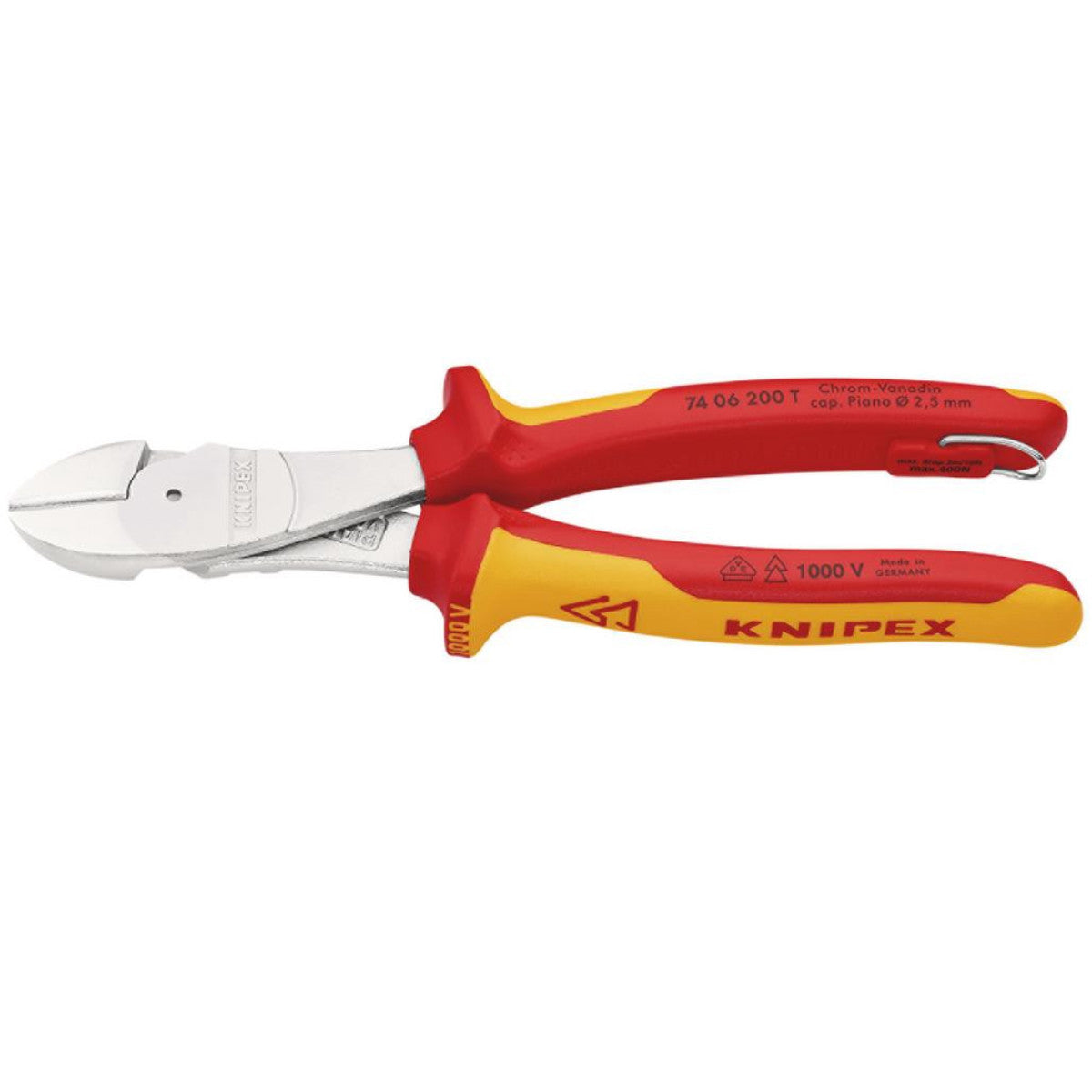 Knipex 74 06 200 T BK VDE Insulated High Leverage Diagonal Cutter, 200mm 25626