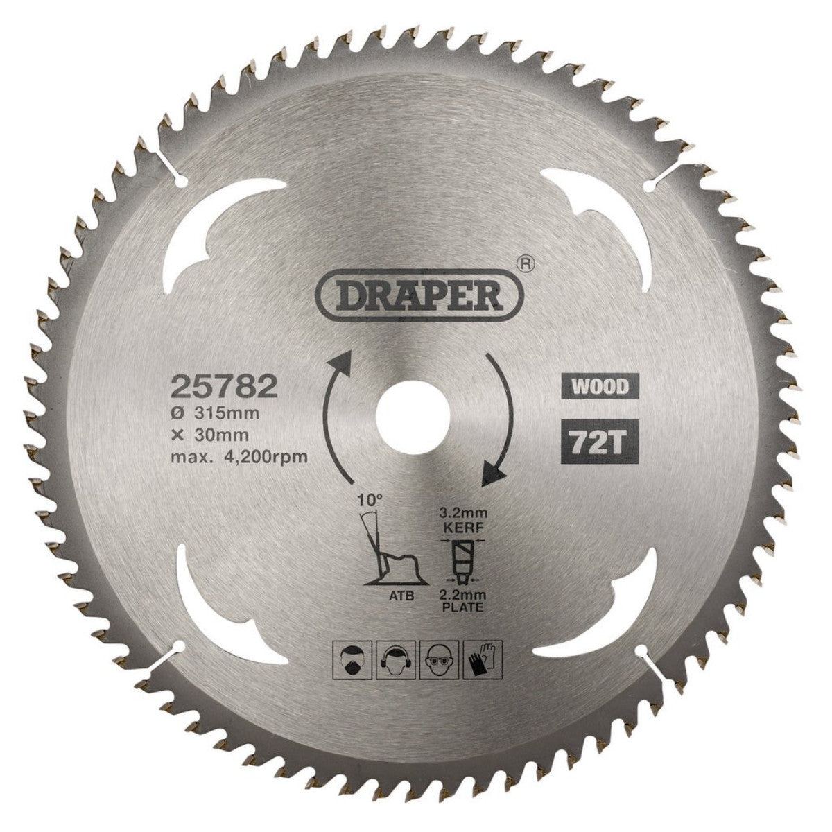 Draper TCT Circular Saw Blade for Wood, 315 x 30mm, 72T 25782