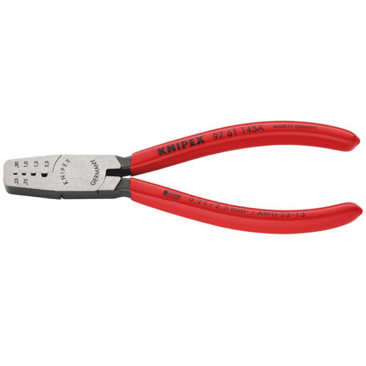Knipex 97 61 145 A SB Crimping Pliers for Wire Ferrules, 145mm 26145
