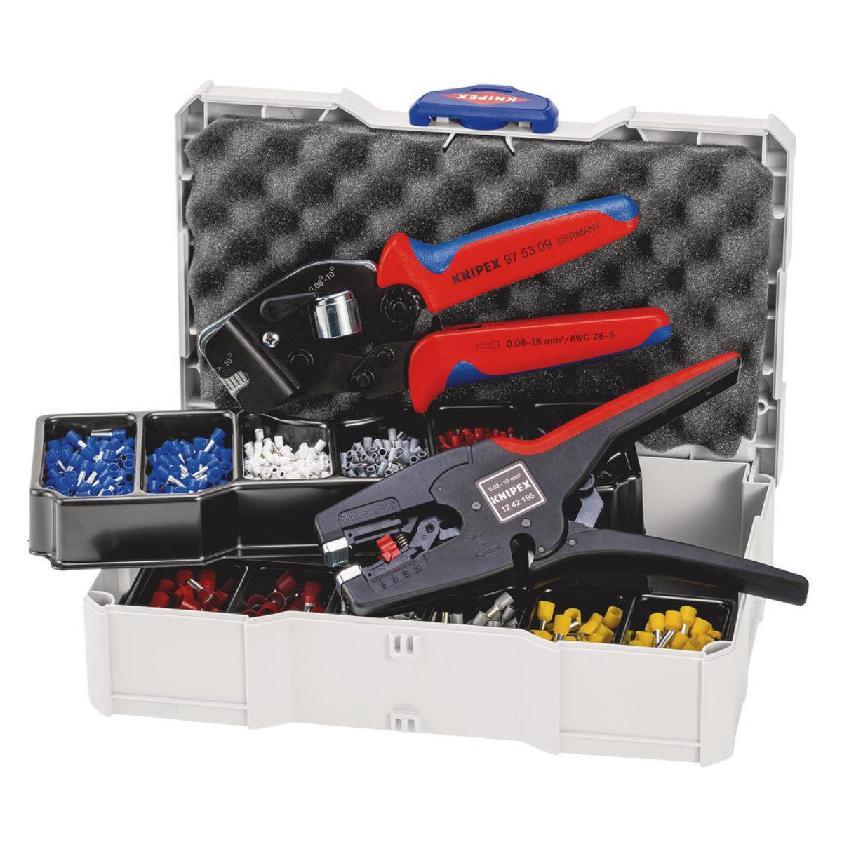 Knipex 97 90 17 Crimp Assortment for Wire Ferrules, 1 x 12 42 195, 1 x 97 53 09, 8 x Wire Ferrule Sets 26149