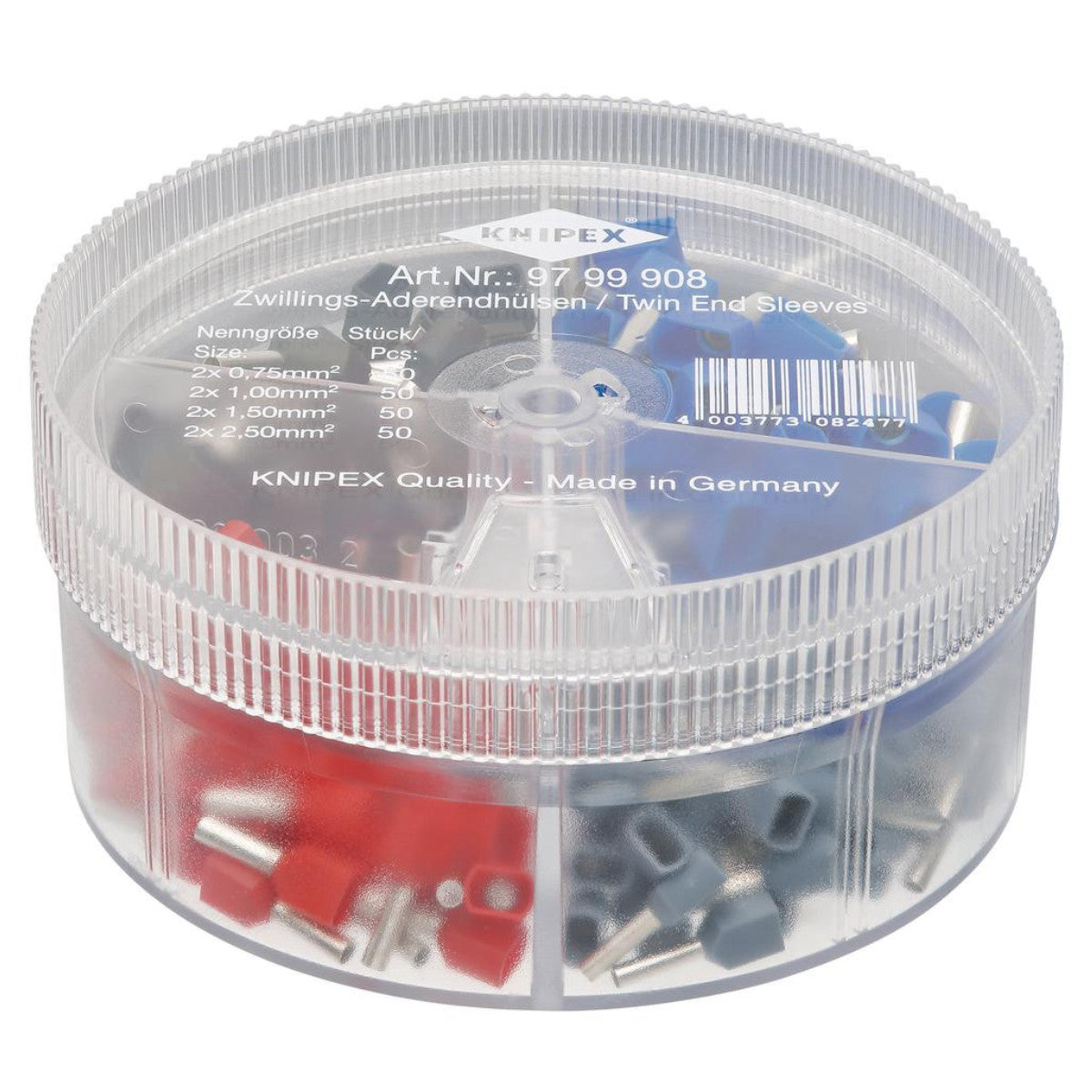 Knipex 97 99 908 Assortment Boxes with 200 Twin Wire Ferrules, 4 Parts 26154