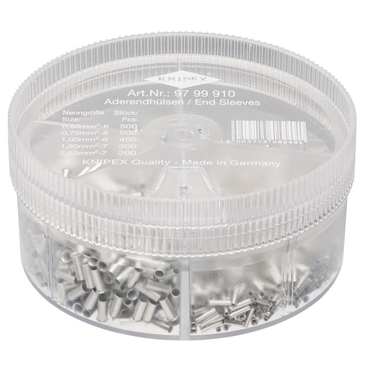Knipex 97 99 910 Assortment Boxes with 1900 Non-Insulated Wire Ferrules, 5 x Wire 26156