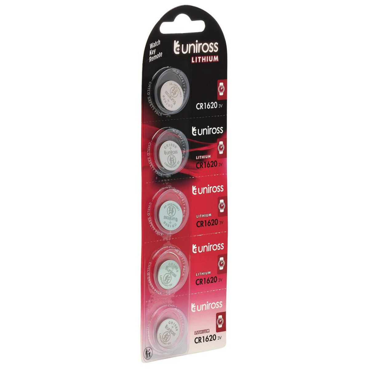 Uniross Lithium Coin Cell CR1620 Batteries (Pack of 5) 26163
