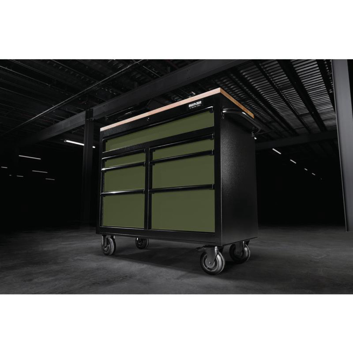 Bunker 7 Drawer Workbench Roller Tool Cabinet, 41", Green 27209