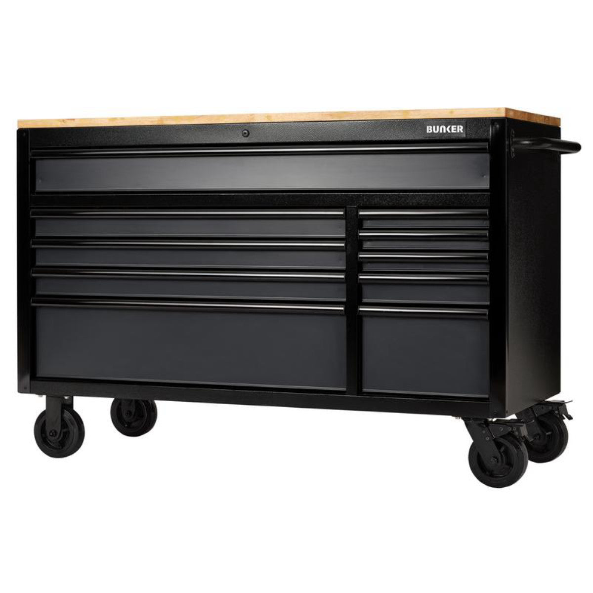 Bunker 10 Drawer Workbench Roller Tool Cabinet, 56", Grey 27220