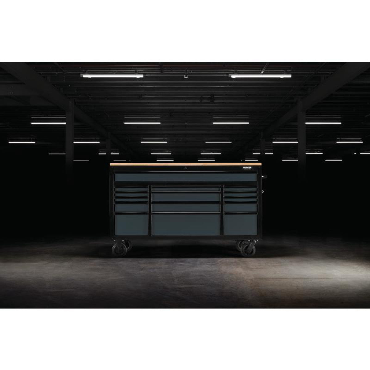 Bunker 15 Drawer Workbench Roller Tool Cabinet, 61", Grey 27225