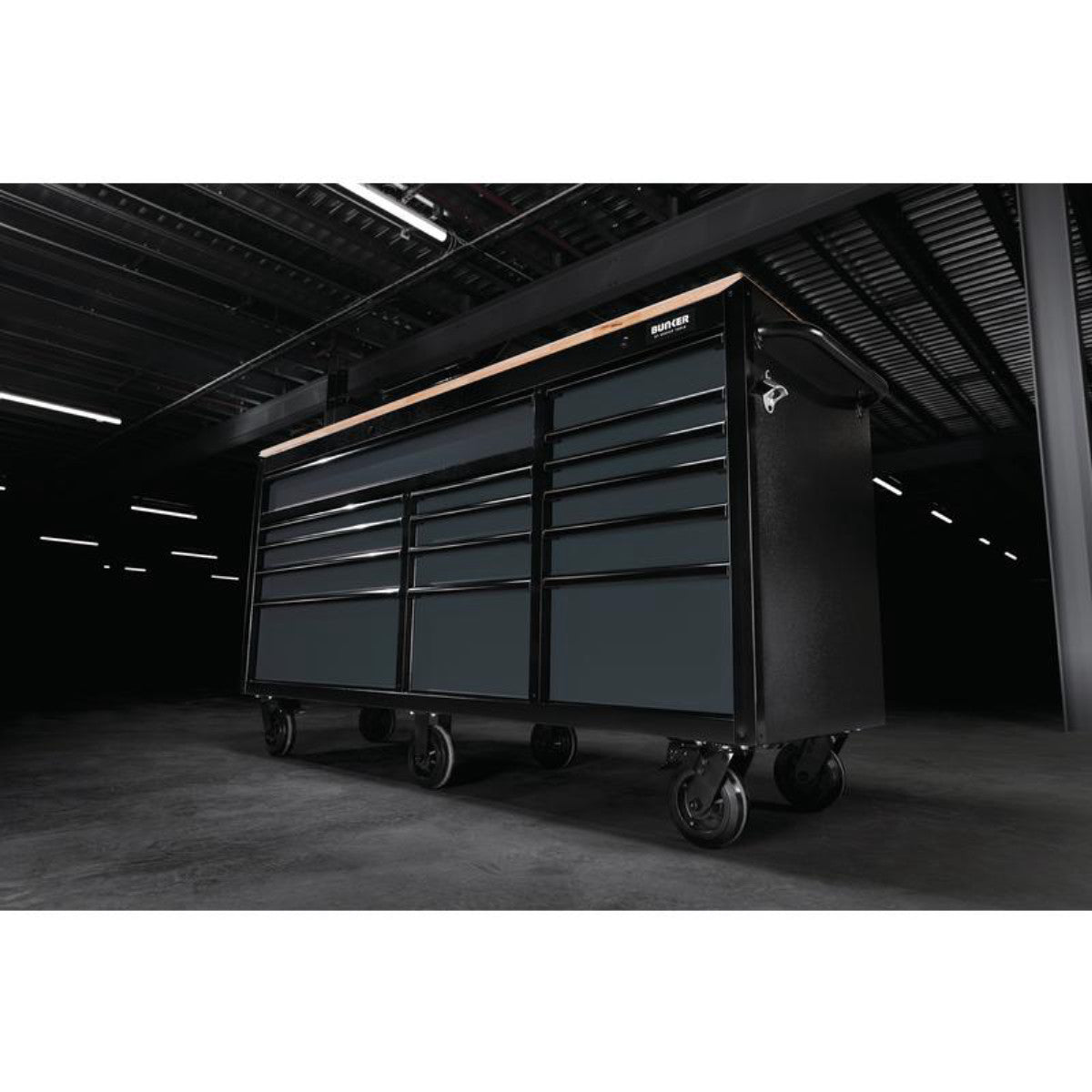 Bunker 15 Drawer Workbench Roller Tool Cabinet, 72", Grey 27242