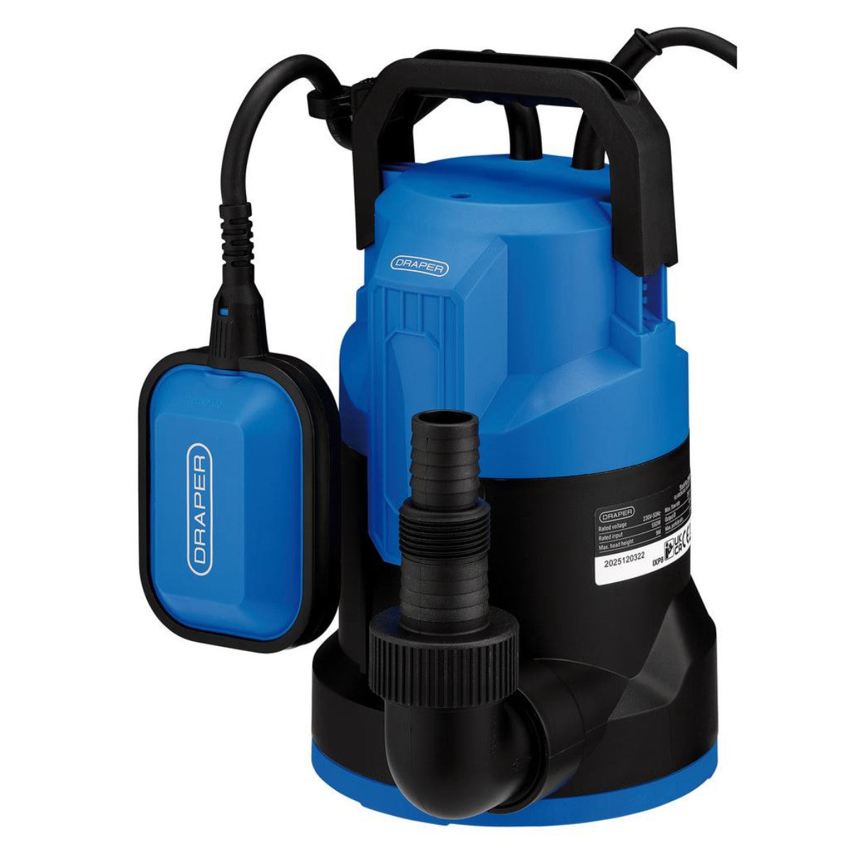 Draper 230V Submersible Clean Water Pump with Float Switch, 280L/min, 550W 27476