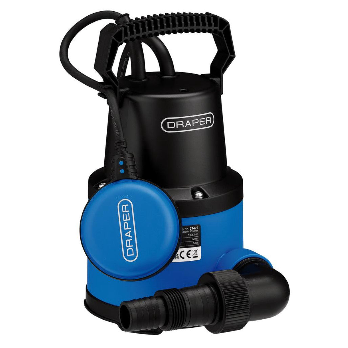 Draper 230V Submersible Clean Water Pump with Float Switch, 130L/min, 250W 27479