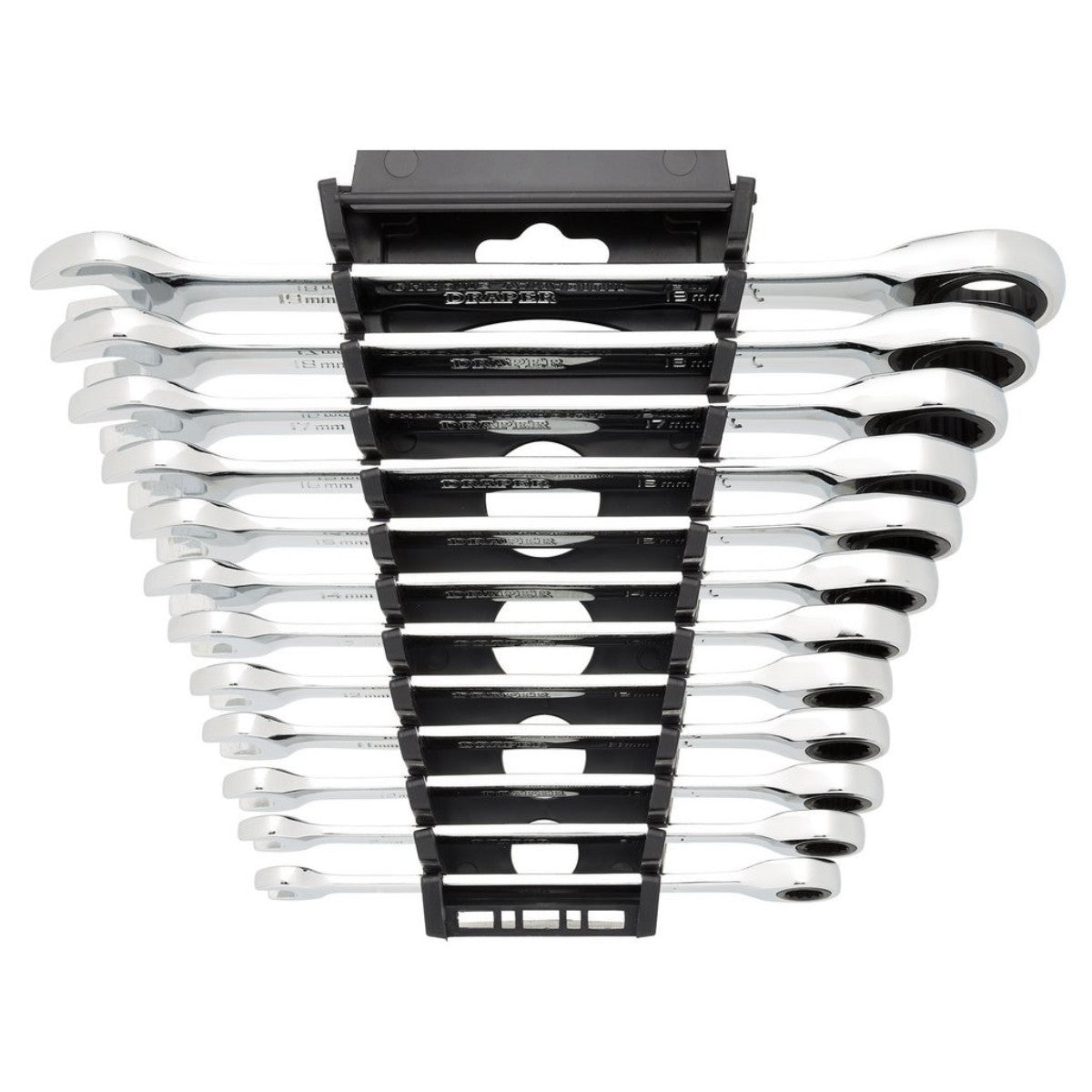 Draper HI-TORQ Metric Ratchet Combination Spanner Set, 8 - 19mm (12 Piece) 27689
