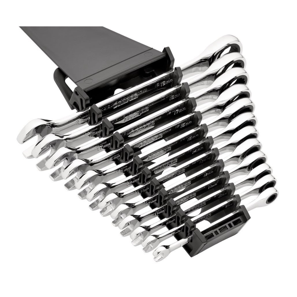 Draper HI-TORQ Metric Ratchet Combination Spanner Set, 8 - 19mm (12 Piece) 27689