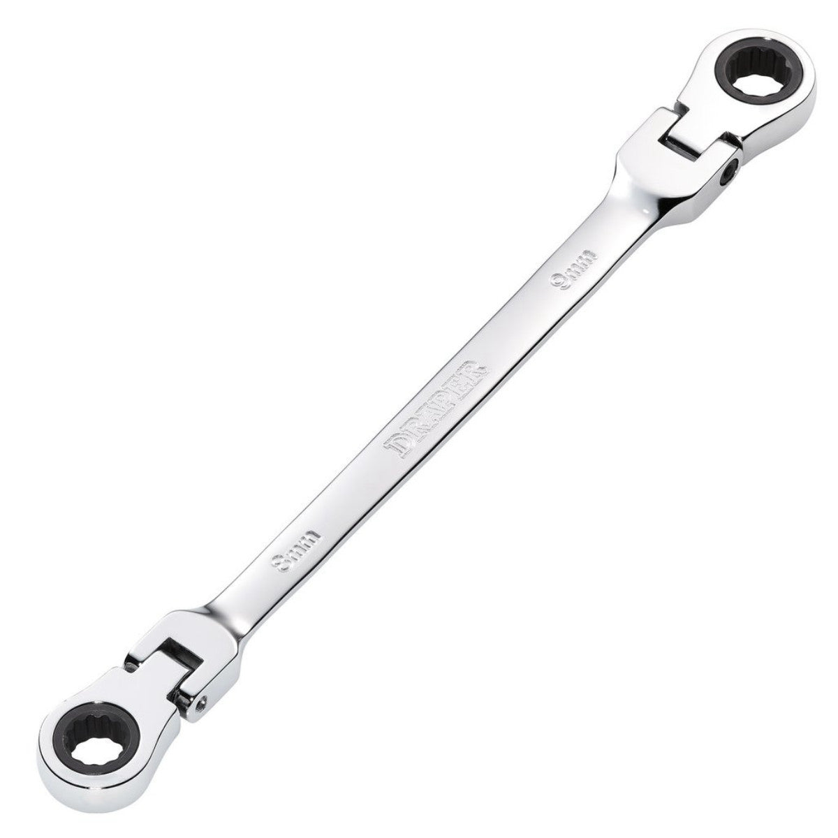 Draper HI-TORQ Metric Flexible Head Double Ring Ratchet Spanner, 8 x 9mm 27744