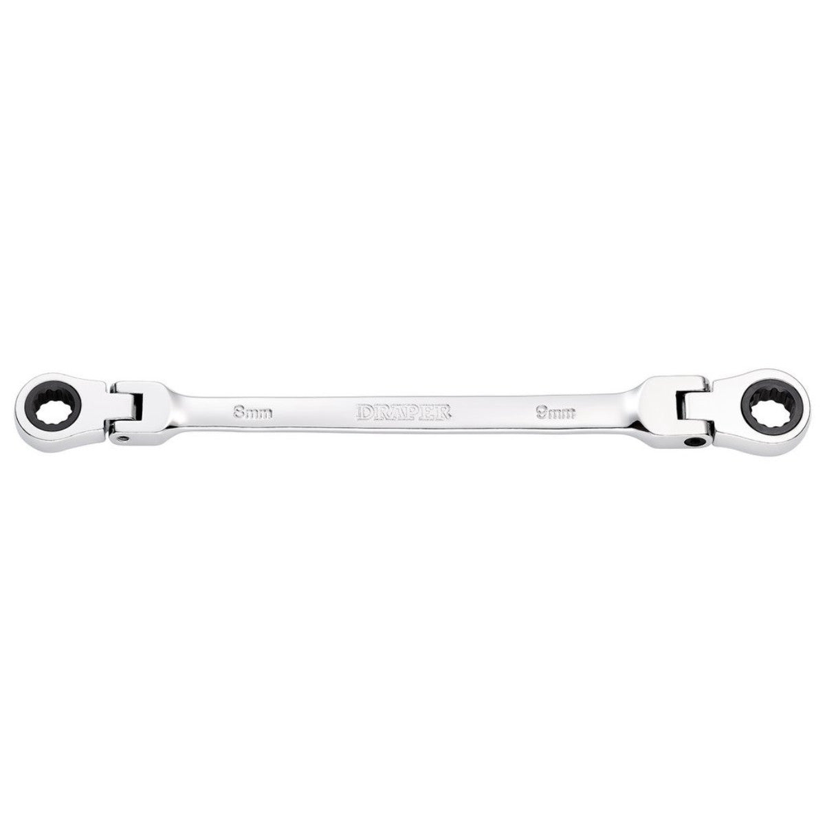 Draper HI-TORQ Metric Flexible Head Double Ring Ratchet Spanner, 8 x 9mm 27744
