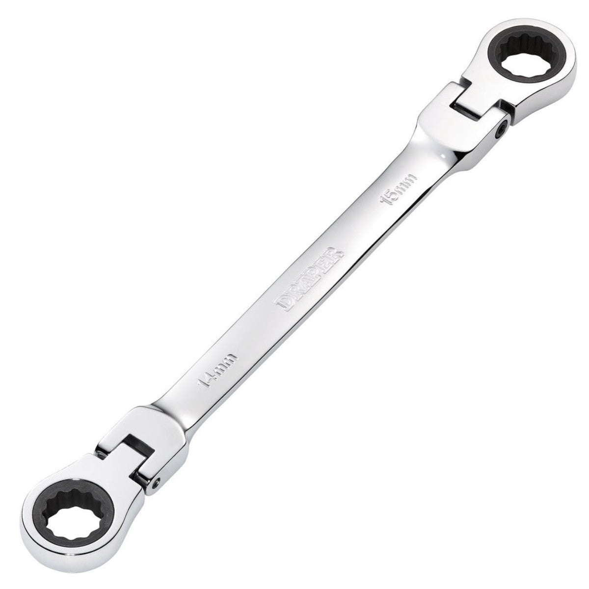 Draper HI-TORQ Metric Flexible Head Double Ring Ratchet Spanner, 14 x 15mm 27747