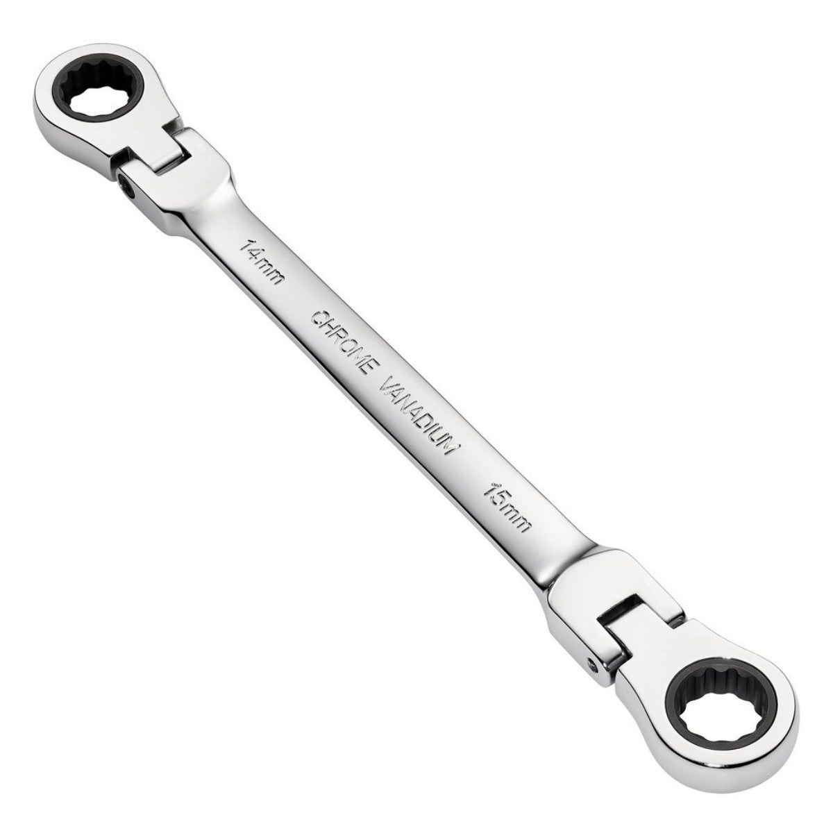 Draper HI-TORQ Metric Flexible Head Double Ring Ratchet Spanner, 14 x 15mm 27747