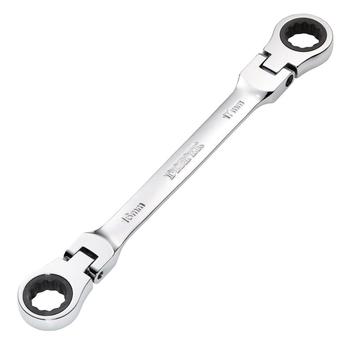 Draper HI-TORQ Metric Flexible Head Double Ring Ratchet Spanner, 16 x 17mm 27756