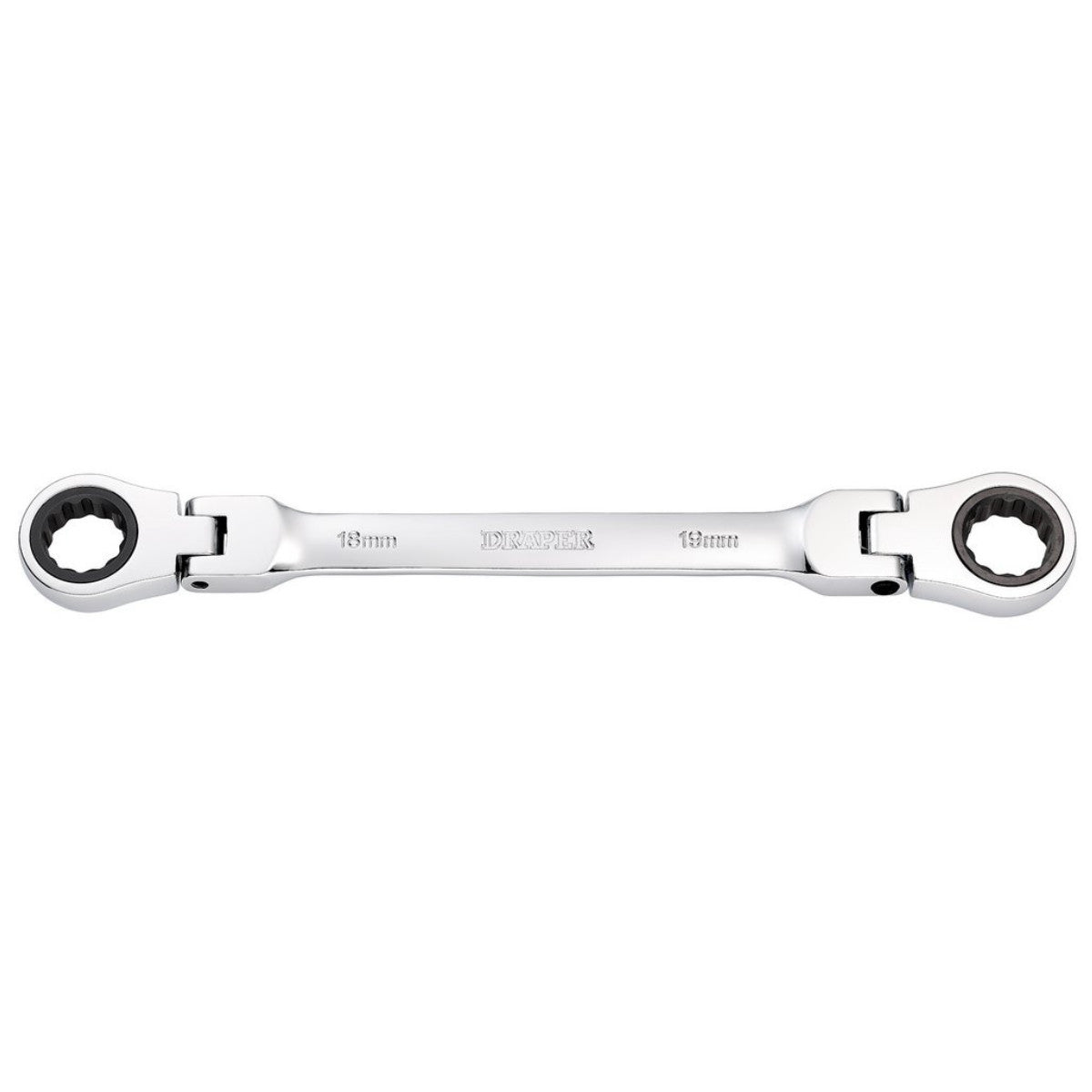 Draper HI-TORQ Metric Flexible Head Double Ring Ratchet Spanner, 18 x 19mm 27759