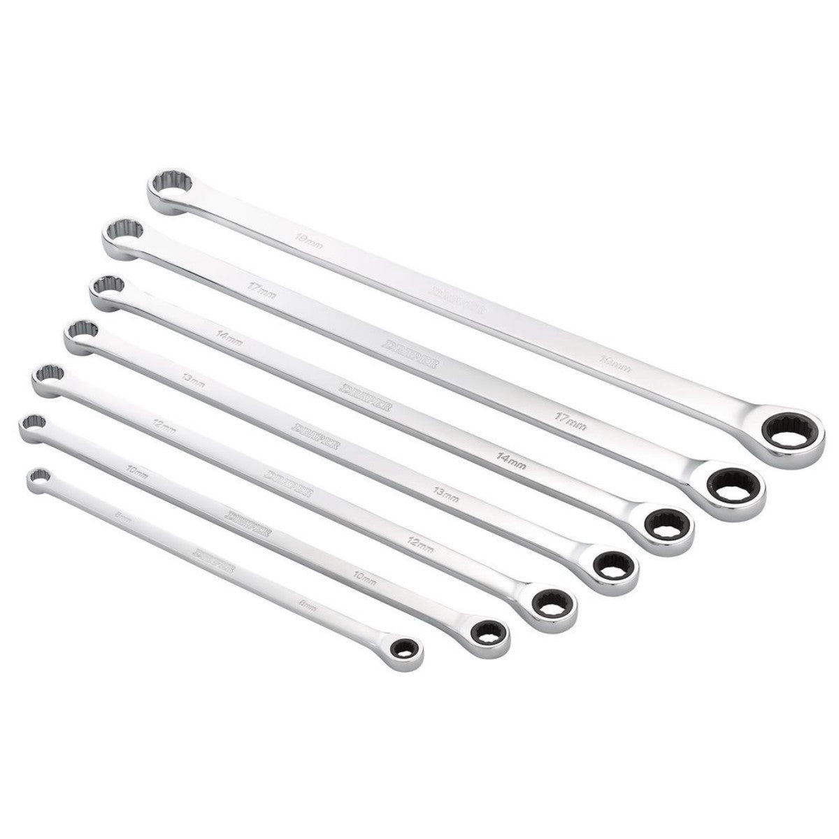 Draper HI-TORQ Metric Extra-Long Double Ring Ratchet Spanner Set (7 Piece) 27778