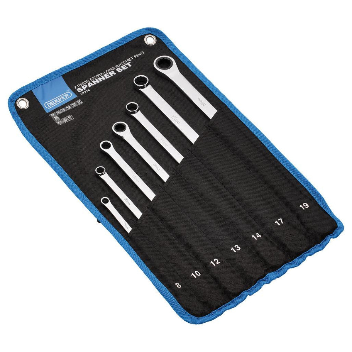 Draper HI-TORQ Metric Extra-Long Double Ring Ratchet Spanner Set (7 Piece) 27778