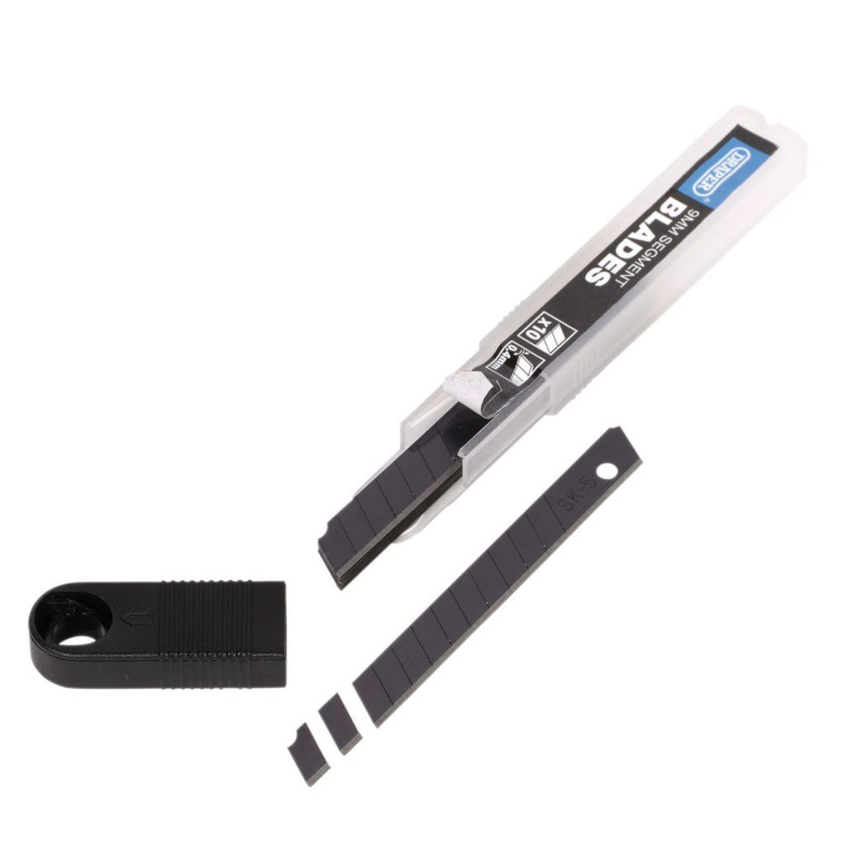 Draper Snap-Off Segment Knife Blades, 9mm, Black (Pack of 10) 27786