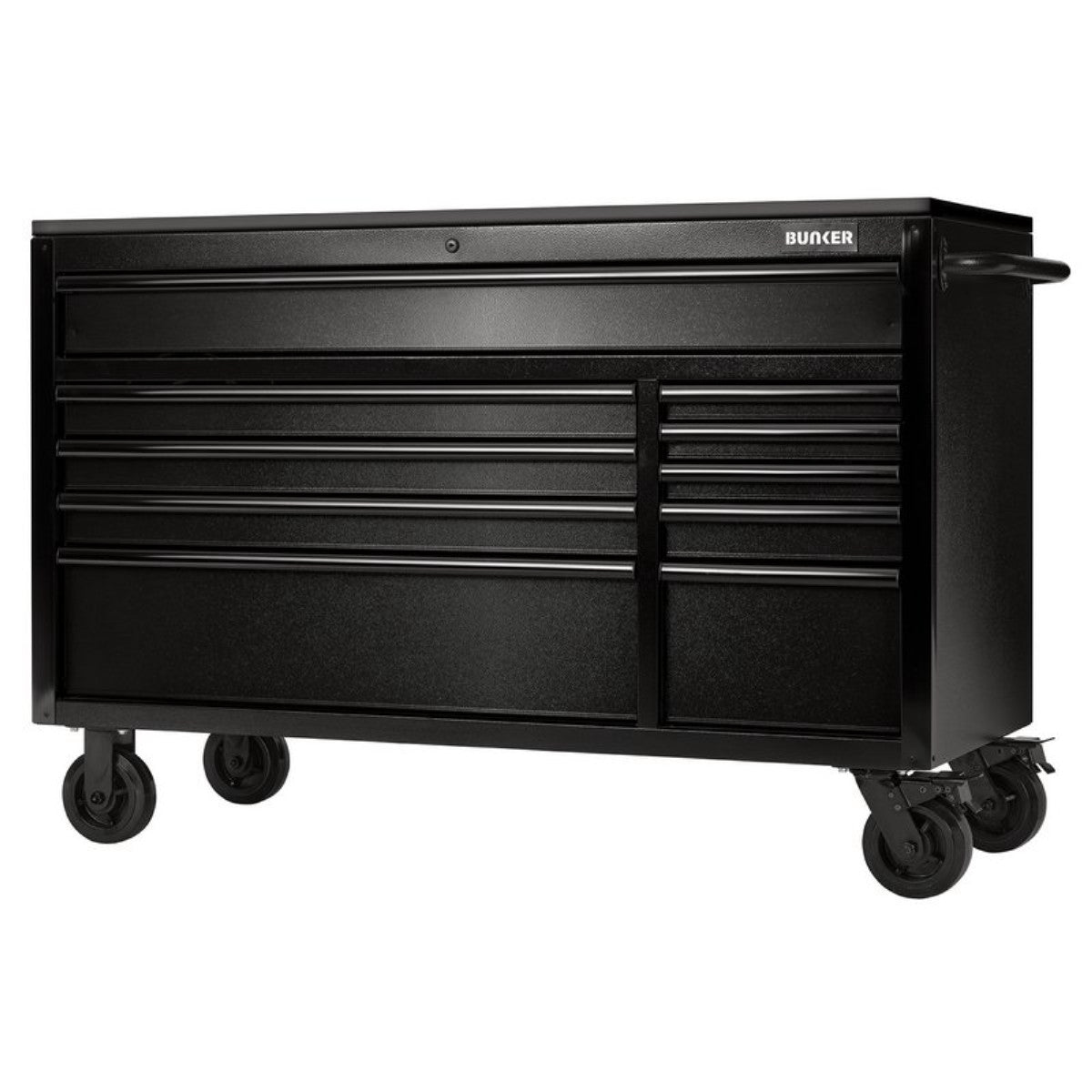 Bunker 10 Drawer Workbench Roller Tool Cabinet with Black Stainless Steel Worktop, 56" 28077