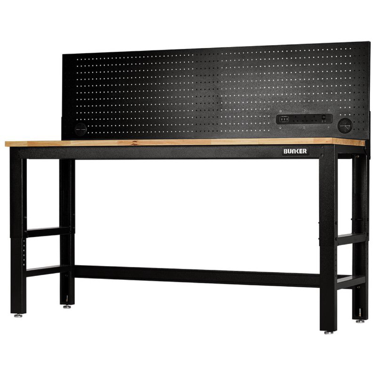 Bunker Workbench with Hardwood Worktop and Power Pegboard, 1830mm 28098