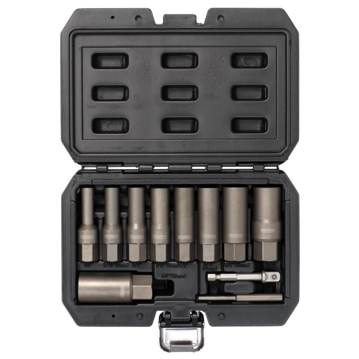 Draper Spiral Type Deep Bolt Extractor Set, 3/8" Sq. Dr. (11 Piece) 28197