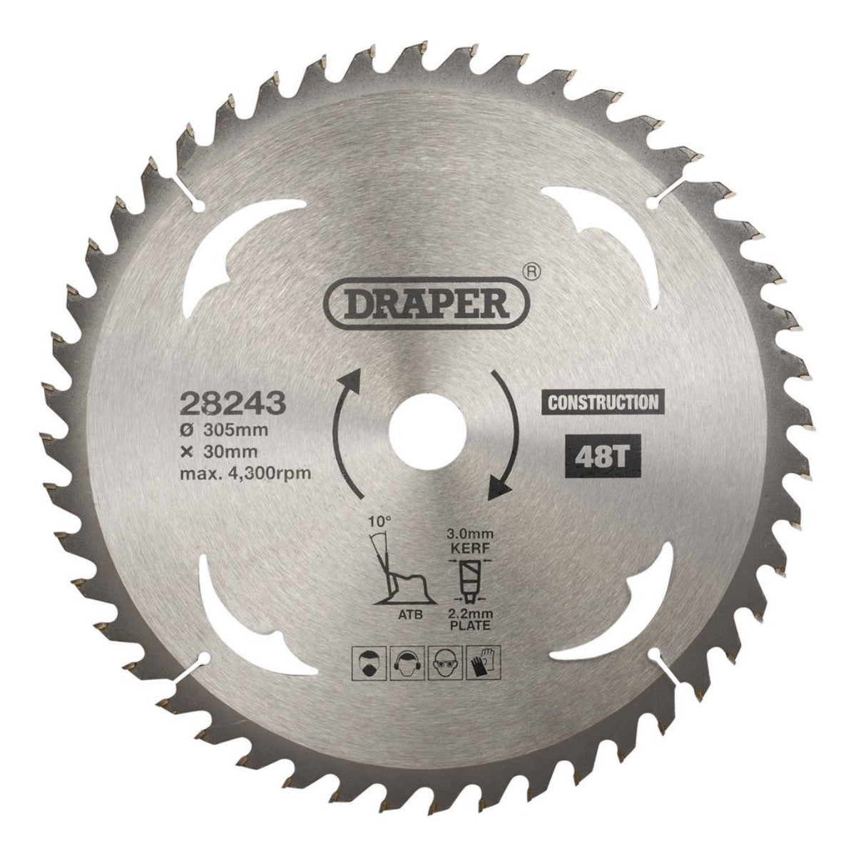 Draper TCT Construction Circular Saw Blade, 305 x 30mm, 48T 28243