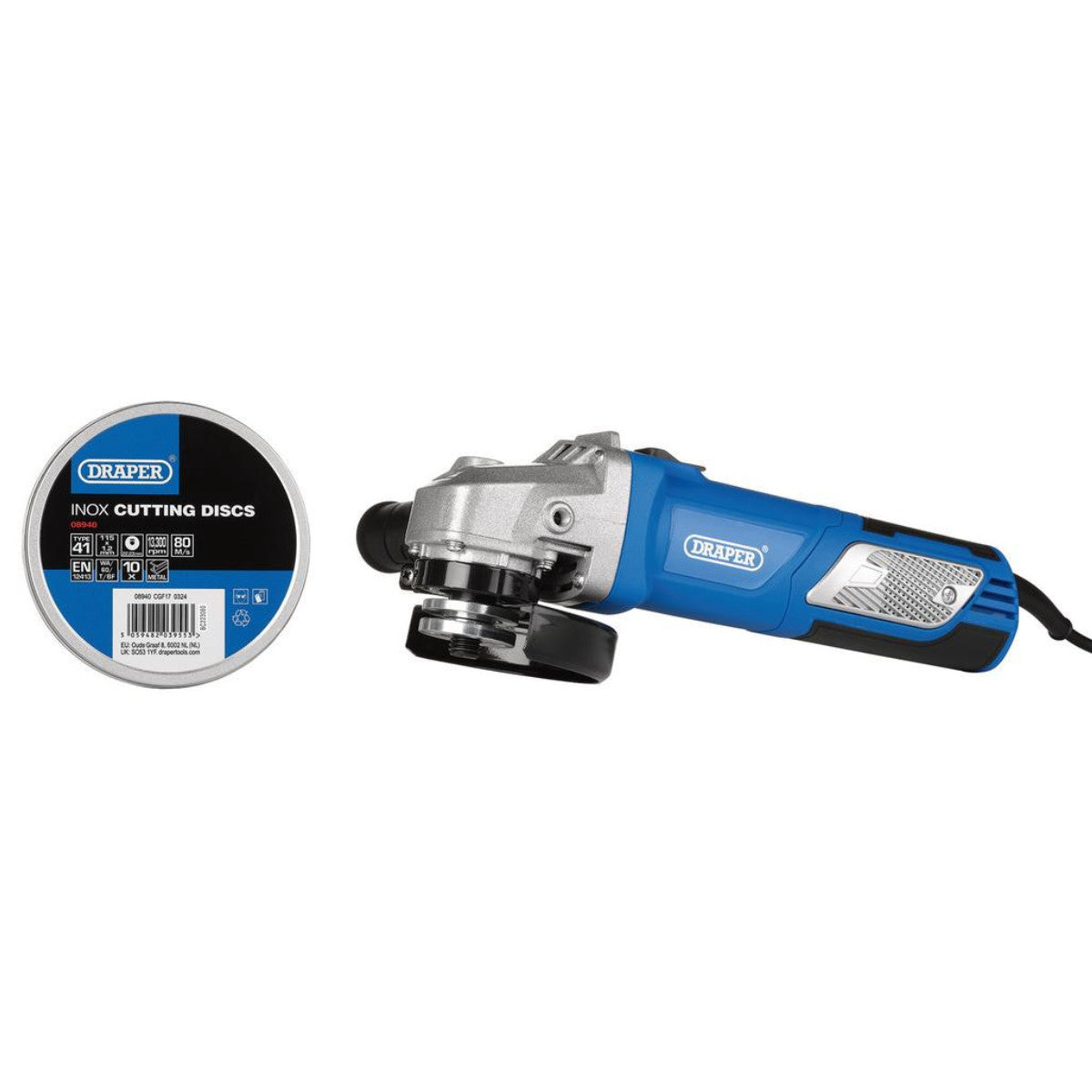 Draper 230V Angle Grinder Kit, 115mm, 950W 28300