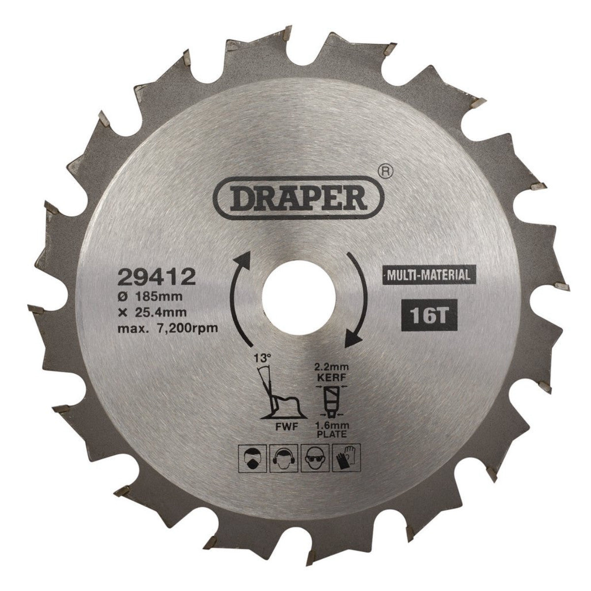 Draper TCT Multi-Purpose Circular Saw Blade, 185 x 25.4mm, 16T 29412