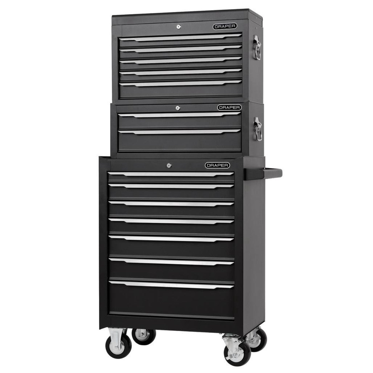 Draper Combined Roller Cabinet, Mid Tool Chest and Tool Chest, 14 Drawers, 26" 29455