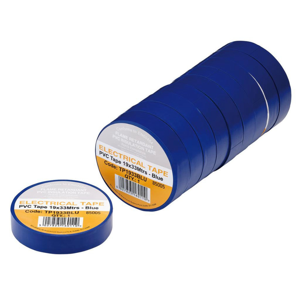 Draper Blue PVC Electrical Insulation Tape, 19mm x 33m (Pack of 10) 29497