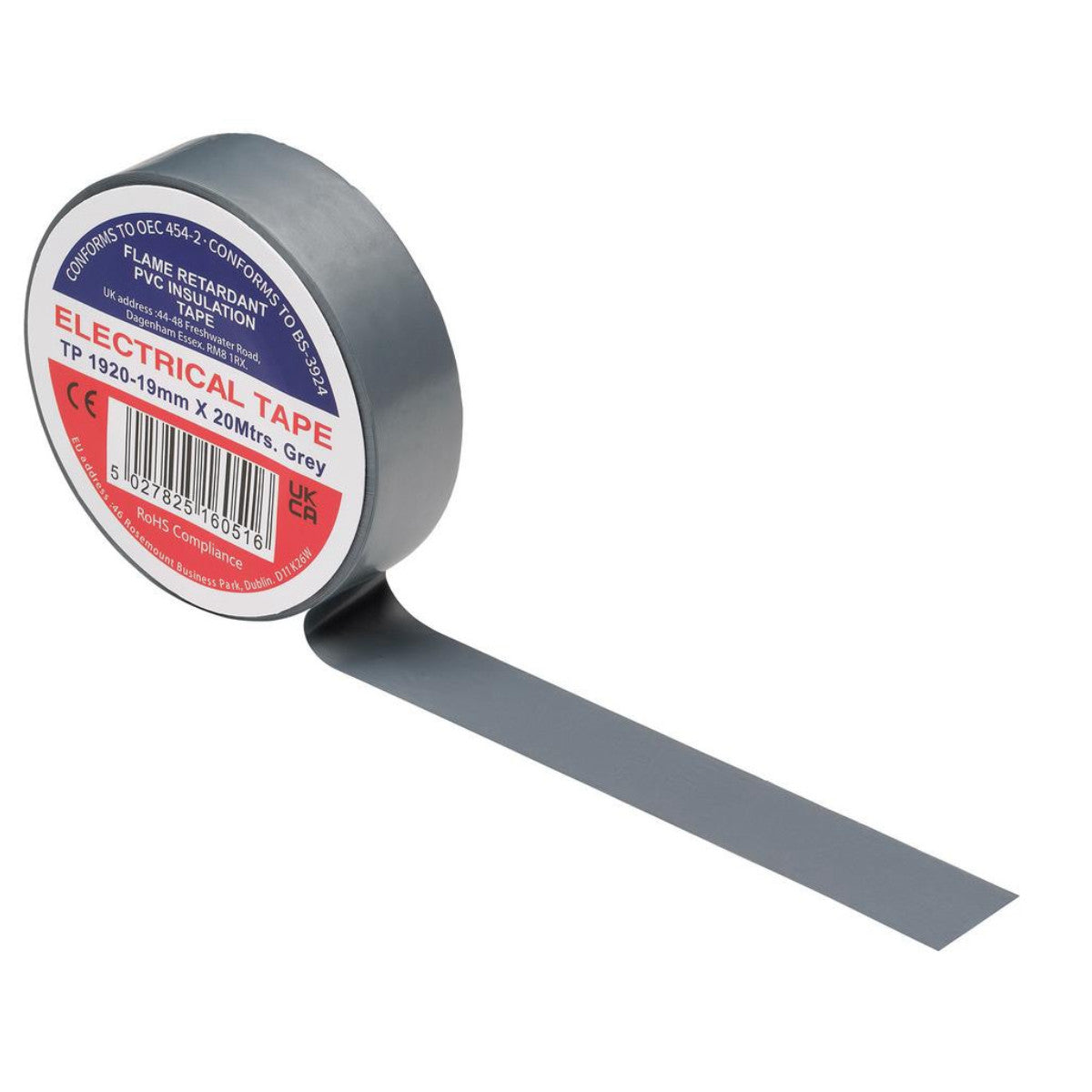 Draper Grey PVC Electrical Insulation Tape, 19mm x 20m (Pack of 10) 29527